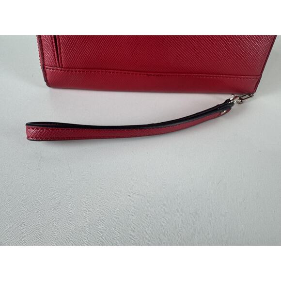 VTG Guess Wallet Womens Red Zip Around Wristlet Leather Logo Clutch Purse Bag - Picture 10 of 13